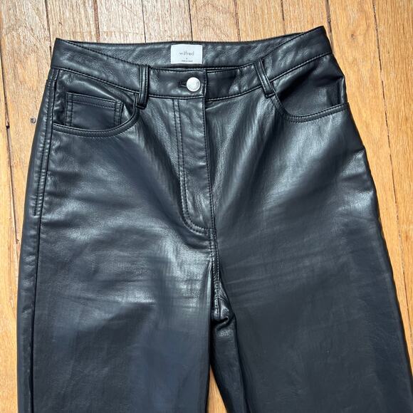 Wilfred The Melina‎ Pant Vegan Faux Leather Black High Rise Straight Leg Size 4 - Picture 5 of 14